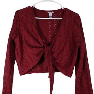 NWOT Sample Andie Swim Women's Scalloped Lace Long Sleeve Blouse Red Medium 2373